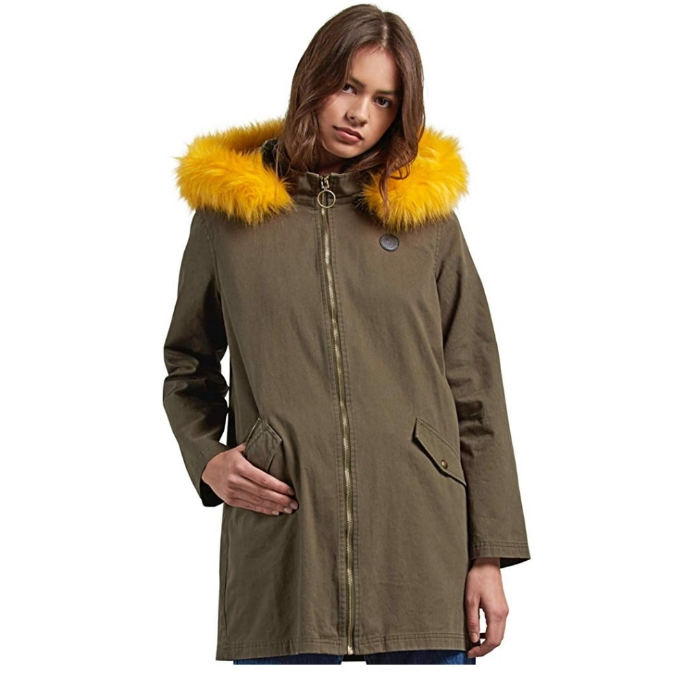 Brand new Volcom women's sz S parka winter green jacket pow Now fur front pocket